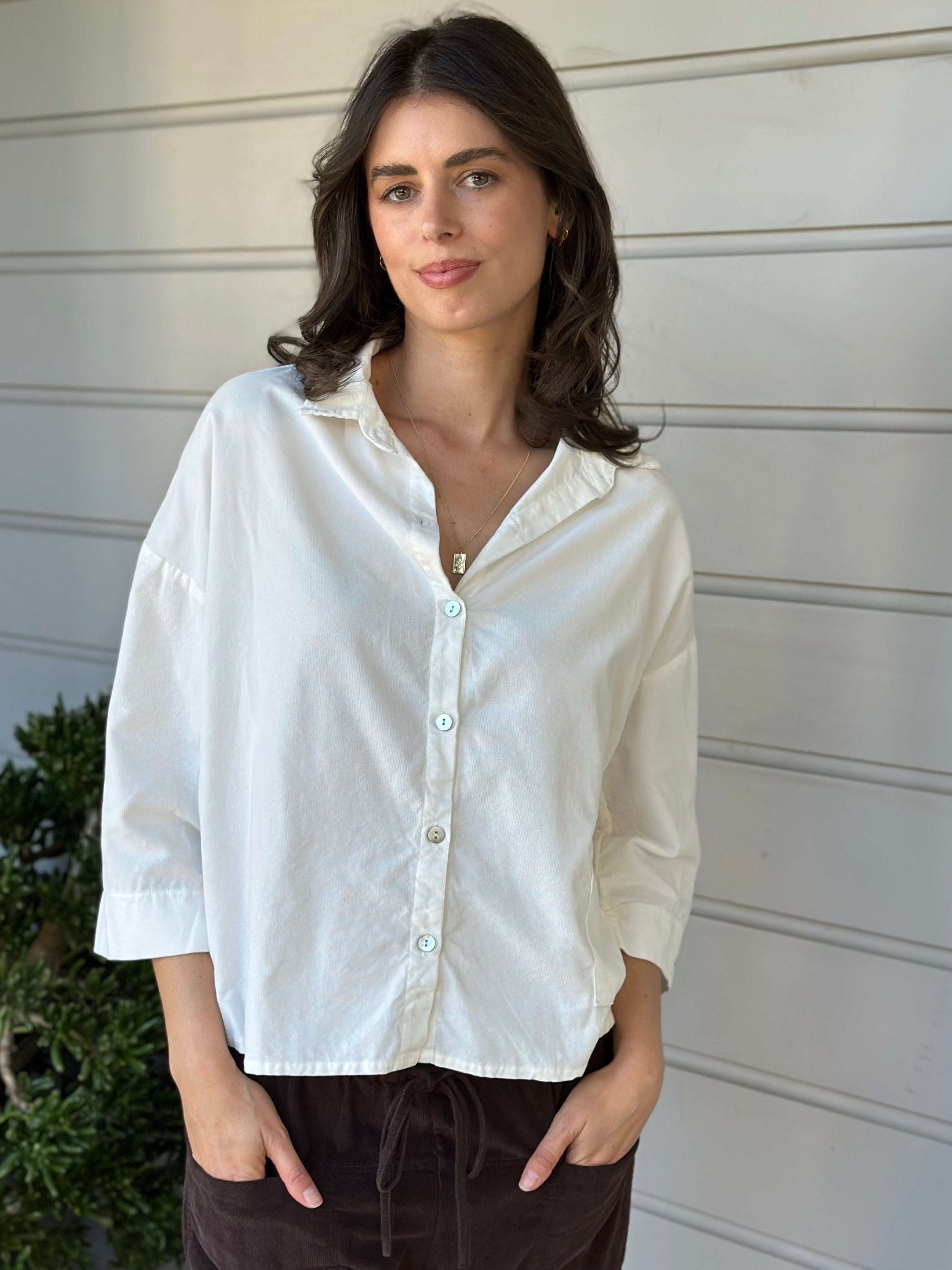 deanna shirt - winter white cord