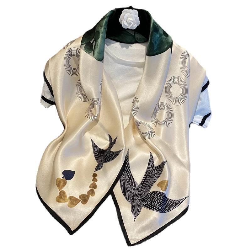 Women's Elegant Minimalist Printing Silk Printing Silk Scarf