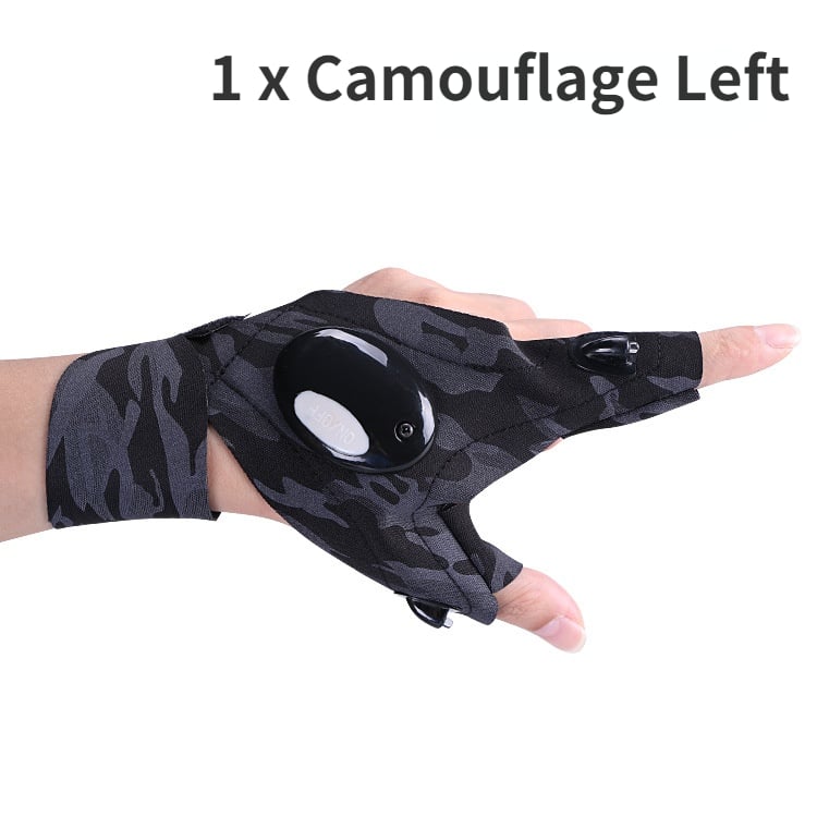 LED Flashlight Waterproof Gloves - Practical Durable Fingerless Gloves