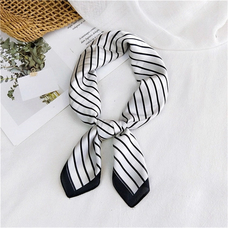 Women's Minimalist Printing Satin Silk Scarf