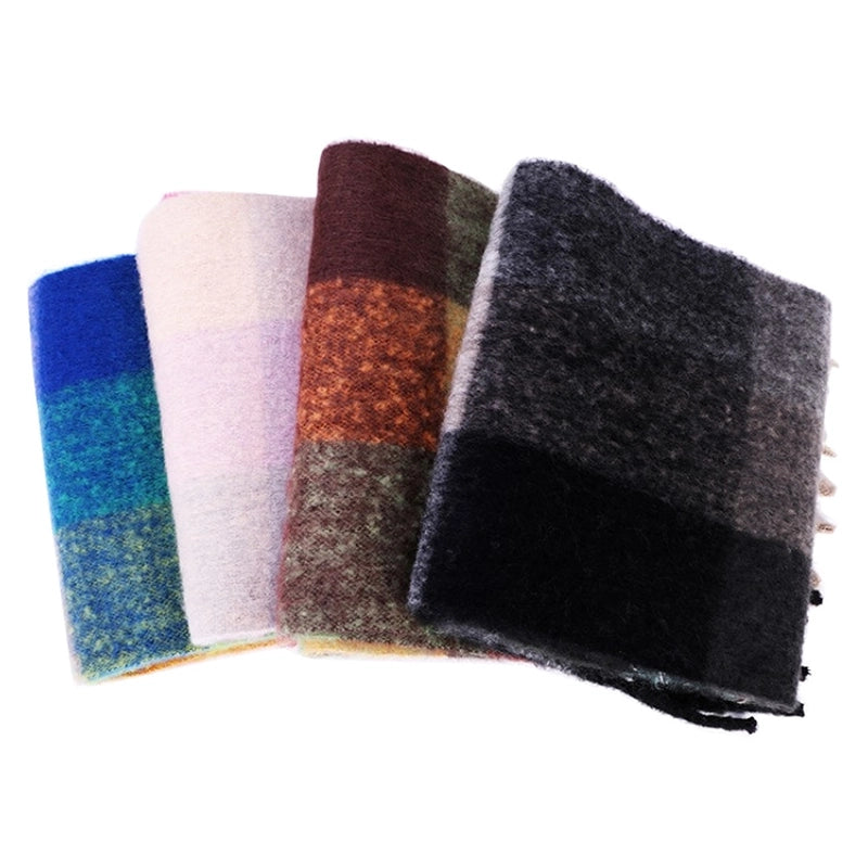 Women's Elegant Minimalist Lattice Mohair Tassel Scarf