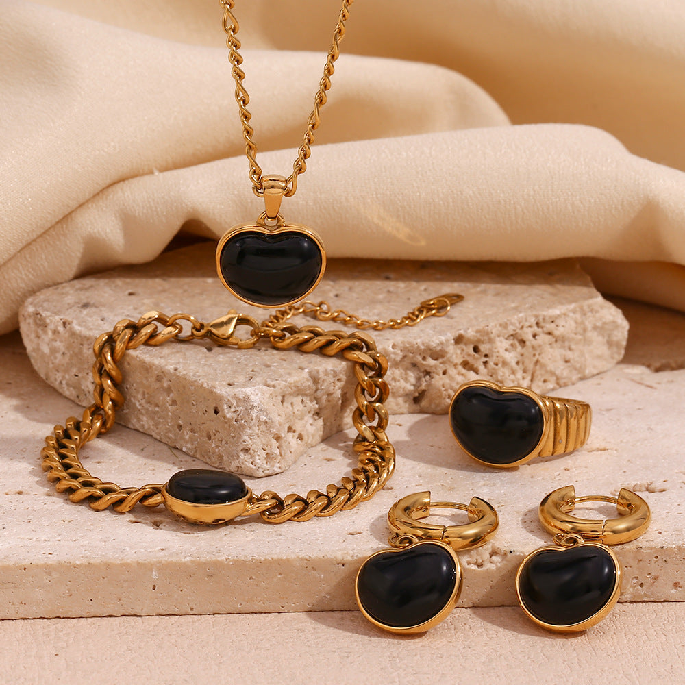 Fashion Heart Stainless Steel 18K Gold Plated Necklaces