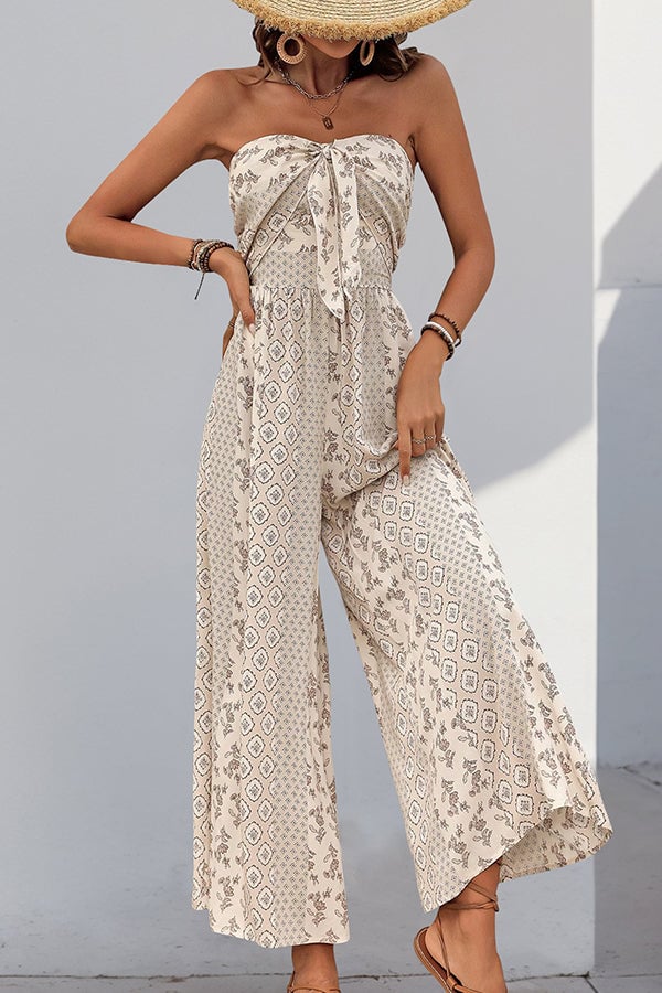 Fashion Bandeau Printed Casual Jumpsuit