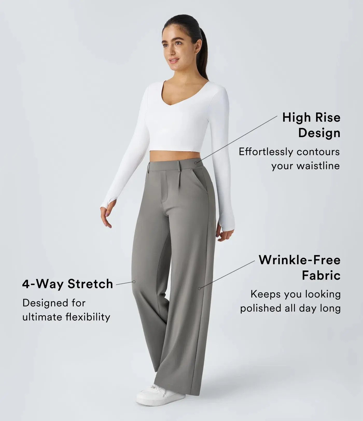 🔥Hot Sale🔥High-waisted Straight Leg Work Pants with Pockets