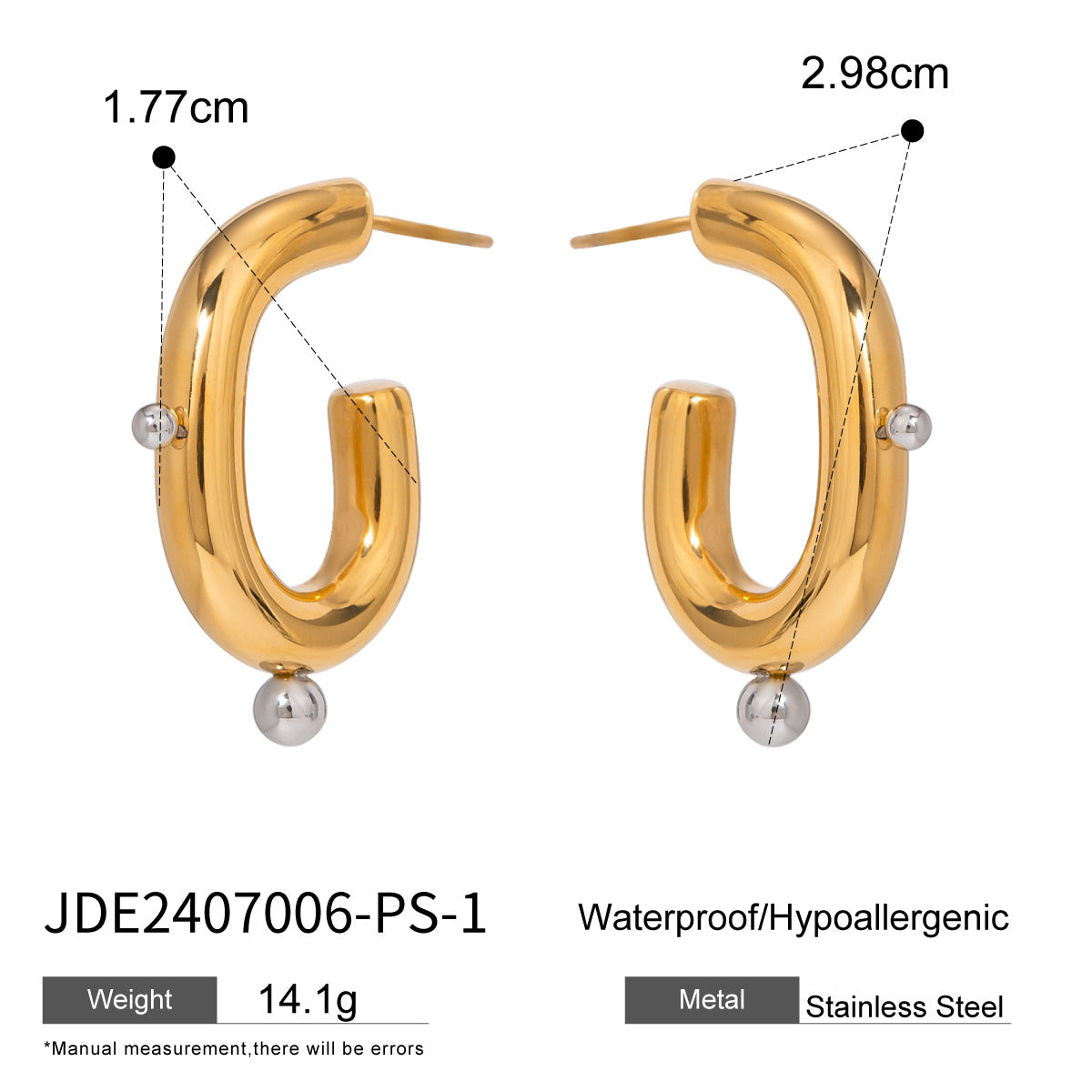 Jie Ding Stainless Steel Double C Earrings Ins Zircon Earrings Titanium Steel Earrings