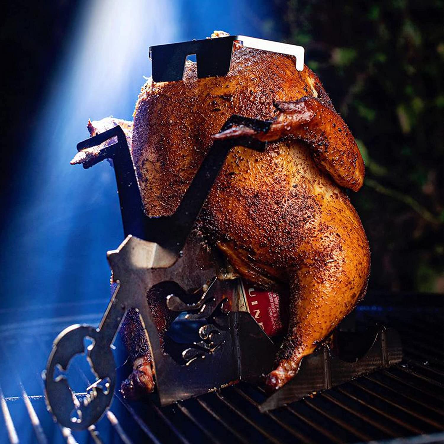 Portable Chicken Stand Beer Motorcycle BBQ
