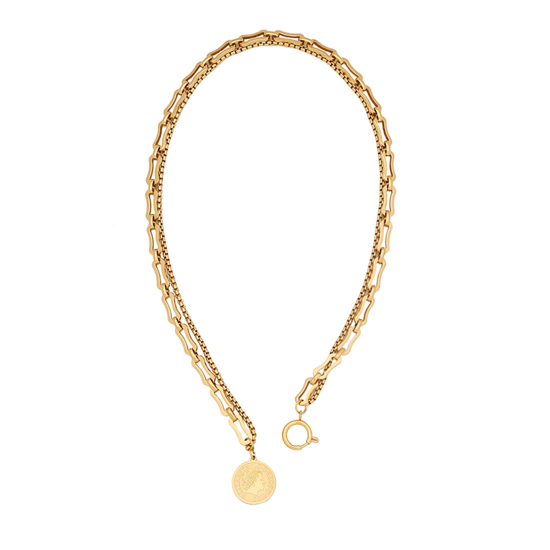 Personalized Coin Pendant Stainless Steel Clavicle Chain N1474