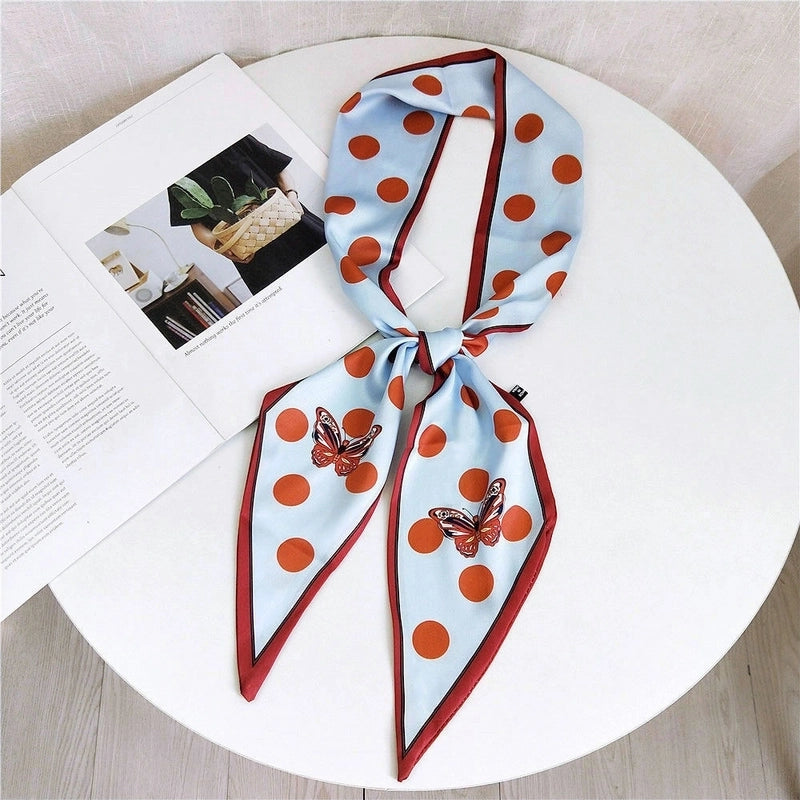 Women's Sweet Polka Dots Heart Shape Butterfly Polyester Satin Printing Silk Scarves