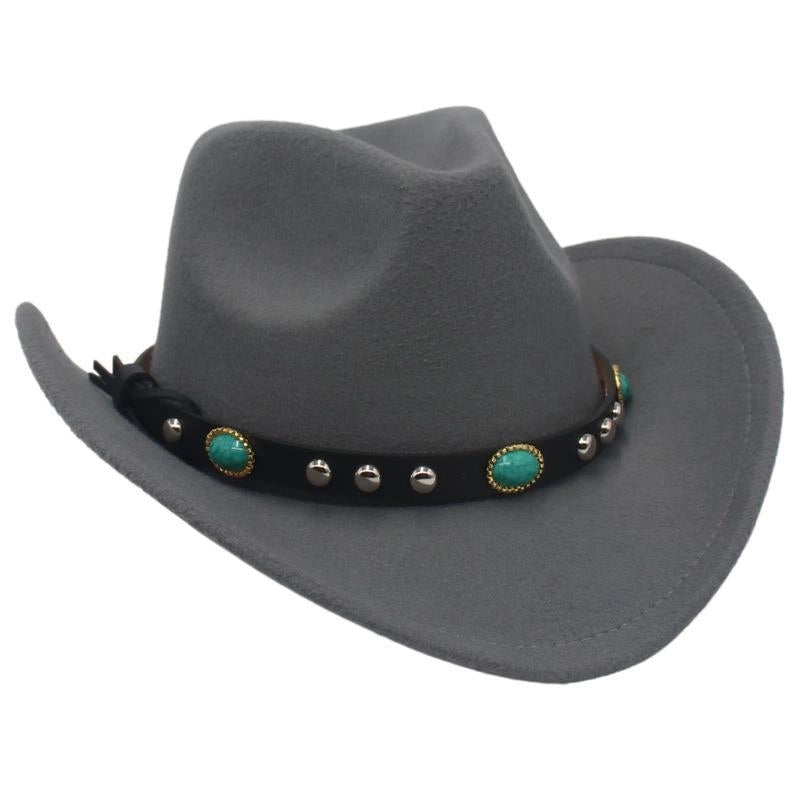 New Ethnic Style Tibetan Western Cowboy Hat Top Hat Autumn And Winter Men's And Women's Felt Hat Curling Jazz Hat Trendy