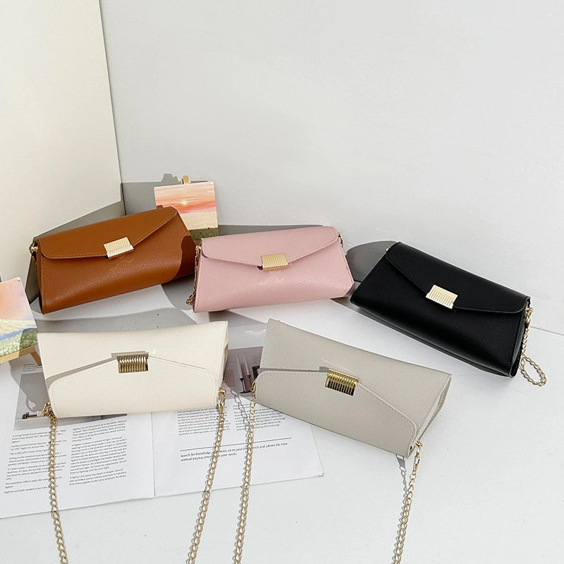 Women's Medium Pu Leather Solid Color Basic Square Magnetic Buckle Shoulder Bag Crossbody Bag