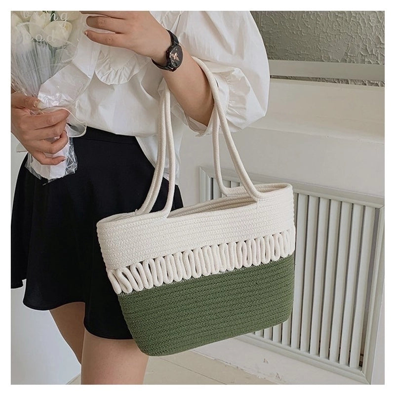 Women's All Seasons Cotton Rope Classic Style Beach Bag