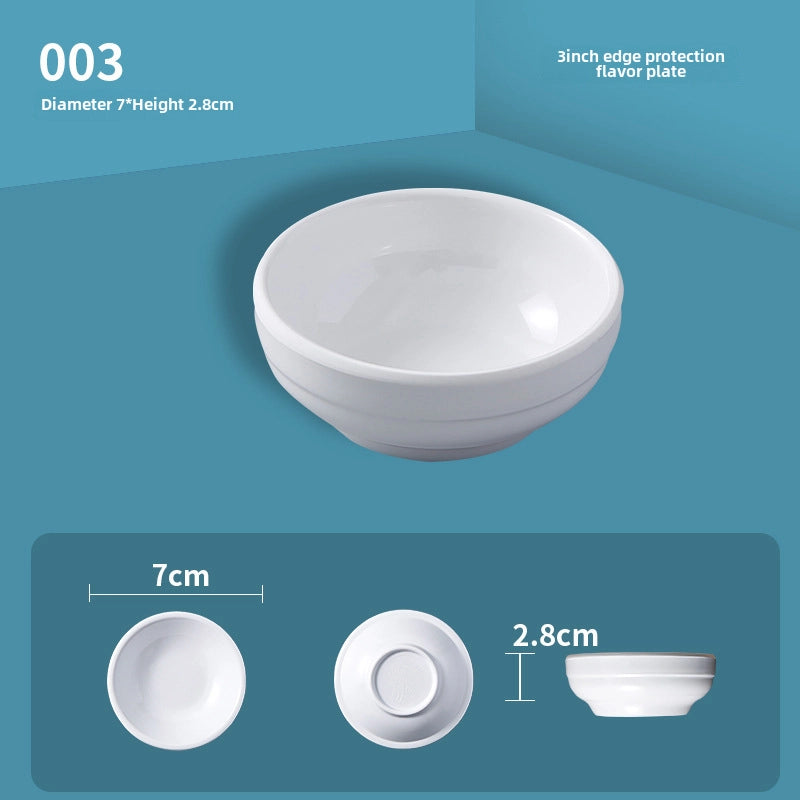 White Melamine Round Flavor Dish Vinegar Dish Catering Hot Pot Shop Commercial Imitation Porcelain Three-compartment Dip Dish Seasoning Dish