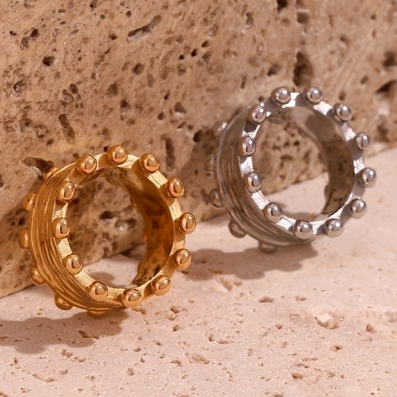Minimalist Classic Style Round Stainless Steel Plating 18k Gold Plated Rings