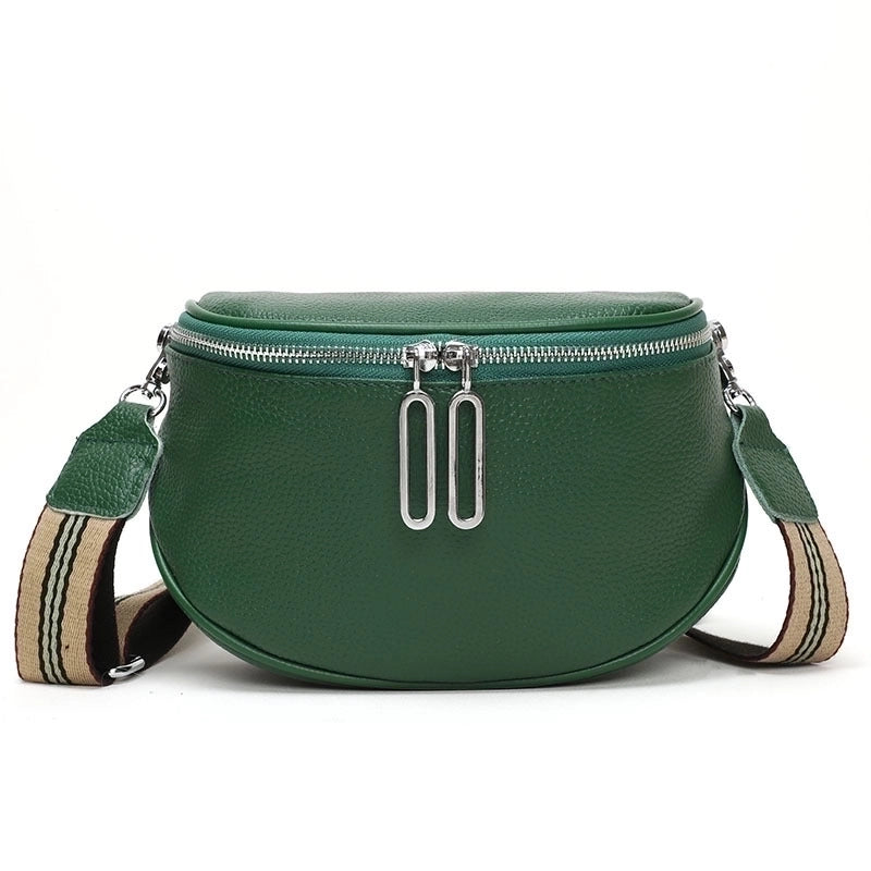 Medium All Seasons Leather Solid Color Fashion Square Zipper Saddle Bag