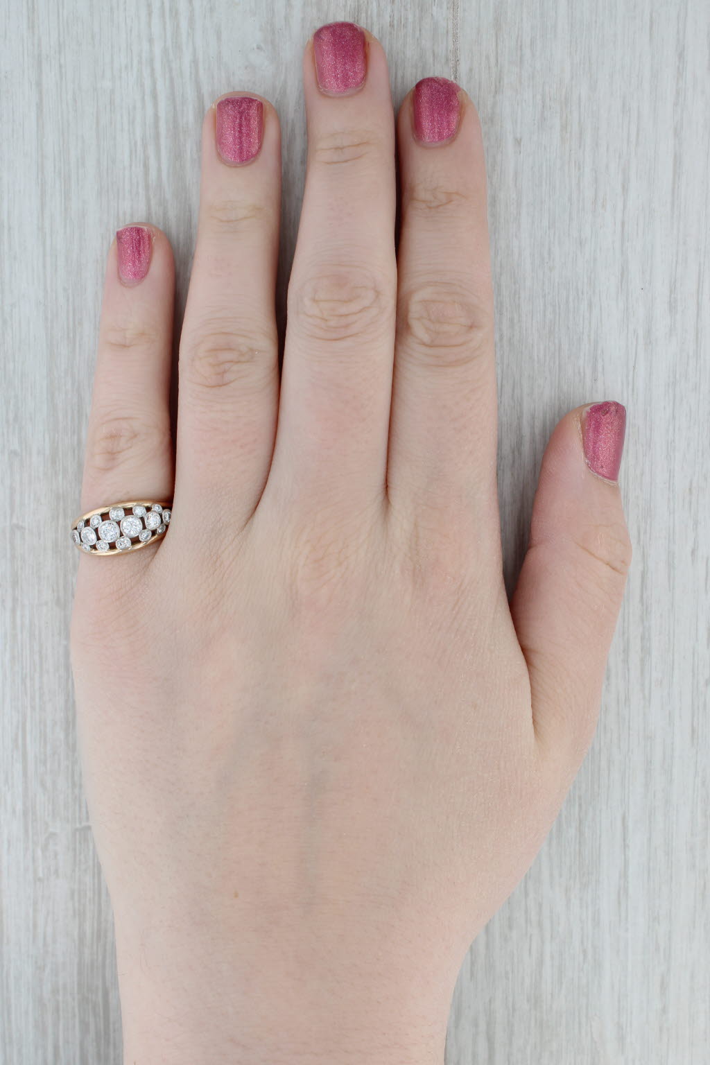 0.80ctw Diamond Cluster Ring 18k Yellow Platinum Size 7