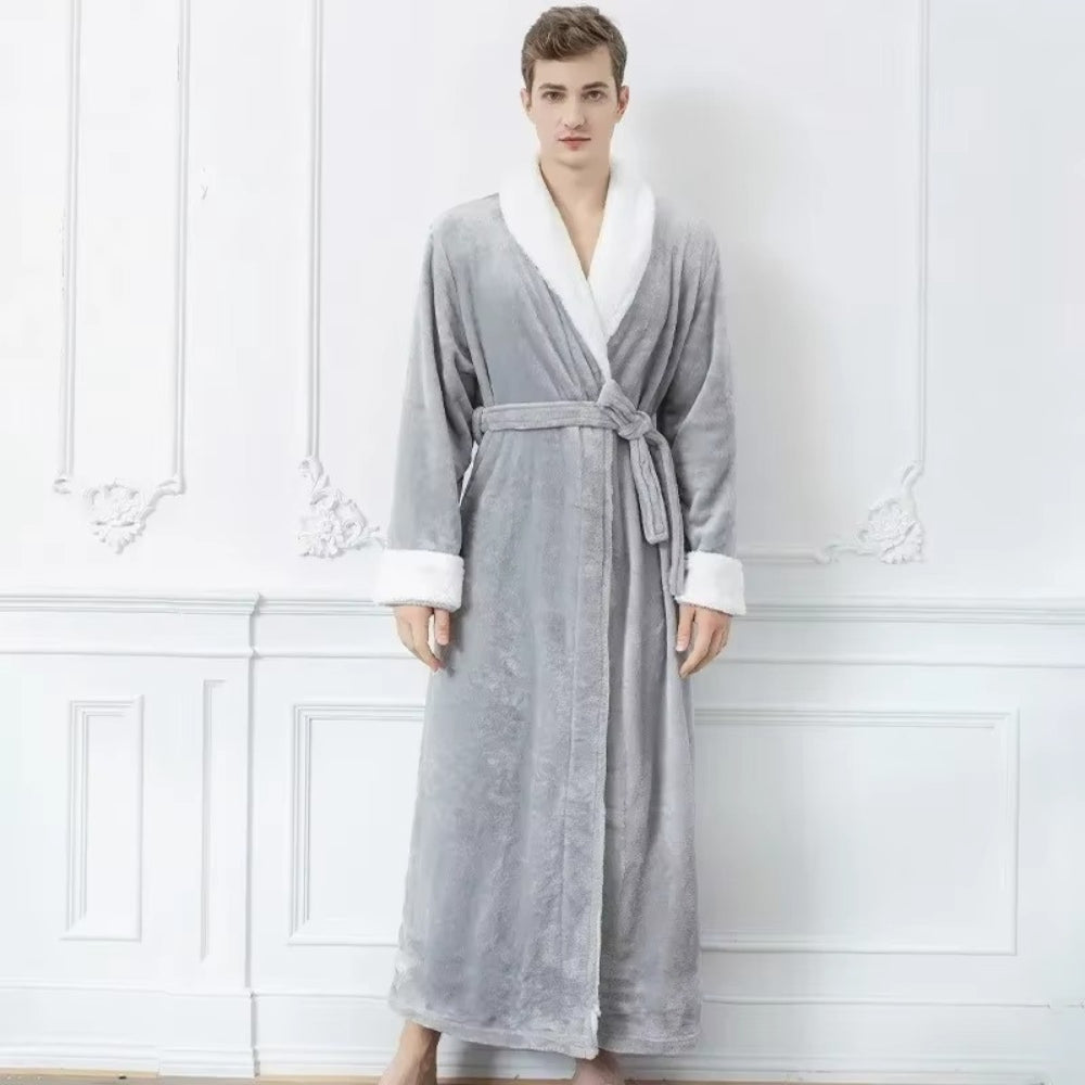 Plush Fleece Contrast Trim Bathrobe