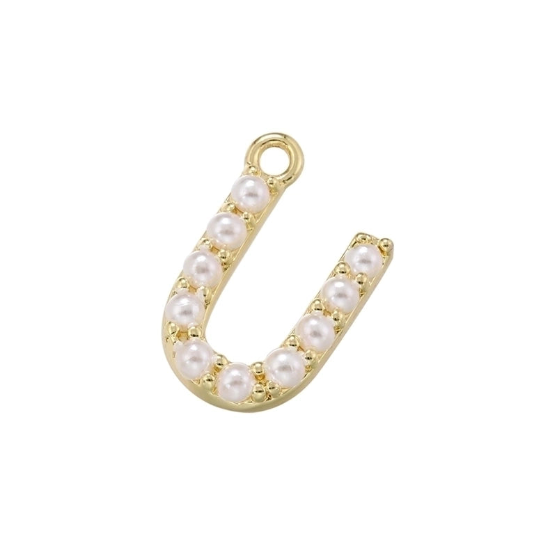 Casual Elegant Minimalist Letter Copper Plating Inlay Artificial Pearls 18k Gold Plated Charms