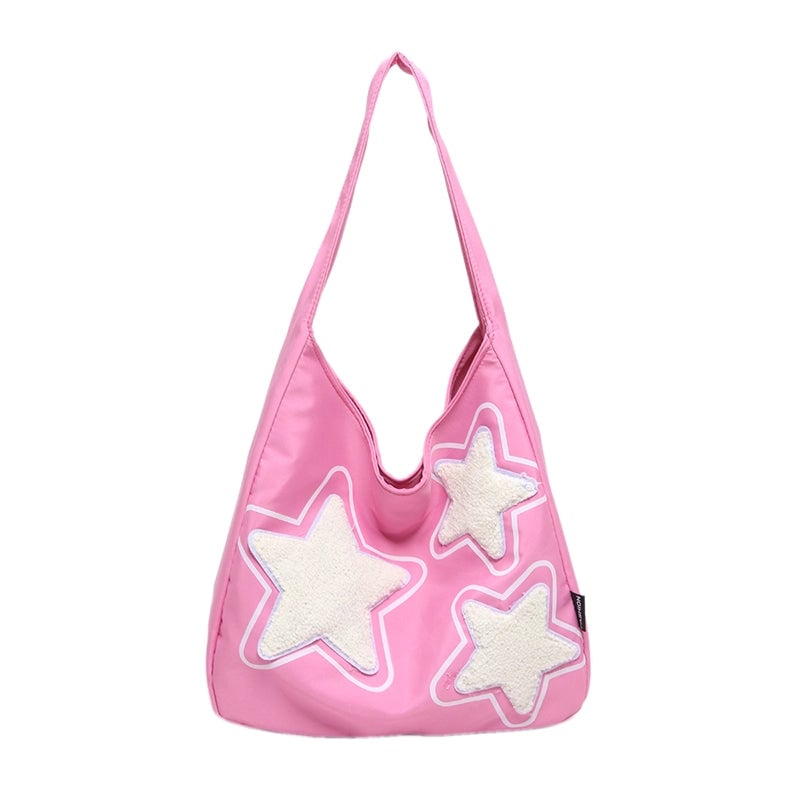 Women's Cloth Color Block Star Cute Streetwear Square Zipper Shoulder Bag