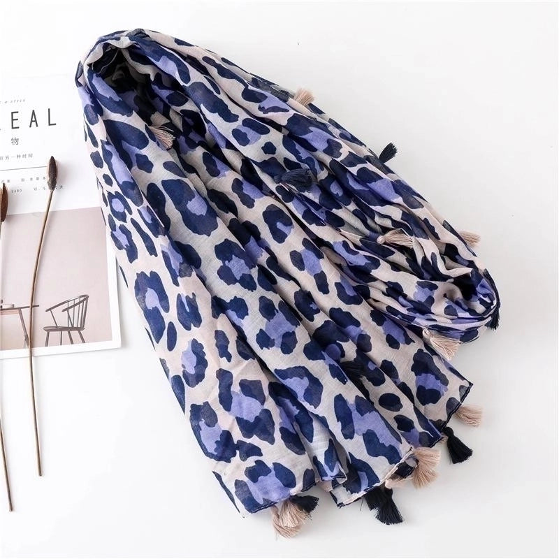 Leopard-print Cotton And Linen Scarves. Shawl. Long Silk Scarf. Keep Warm