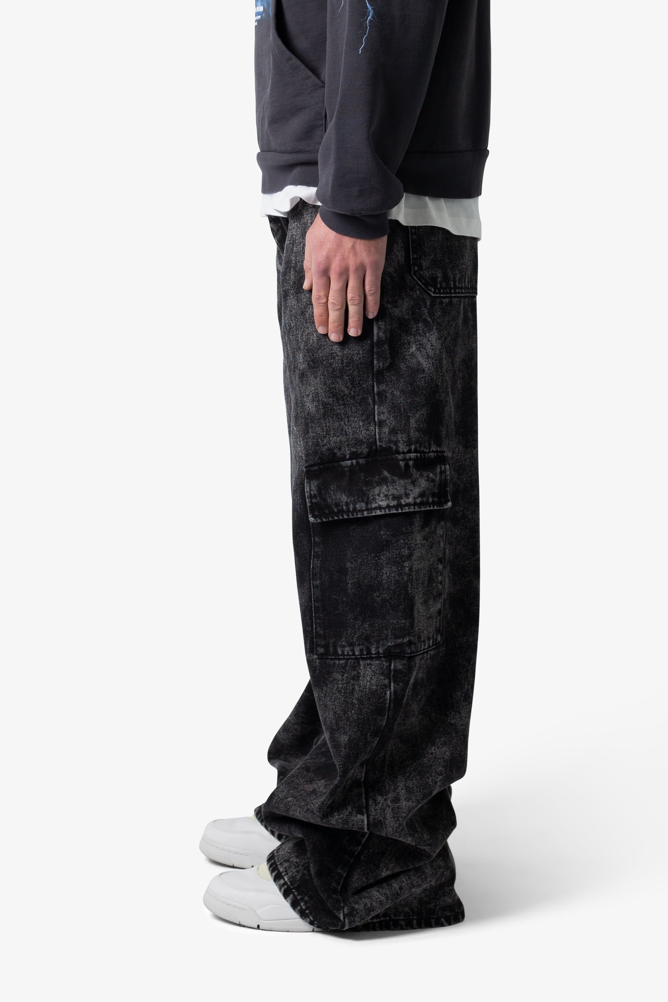 Void Baggy Cargo Denim - Washed Black