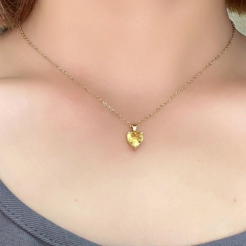2 Pieces Elegant Minimalist Heart Shape 304 Stainless Steel Copper Plating Inlay Gold Plated Zircon Pendant Necklace