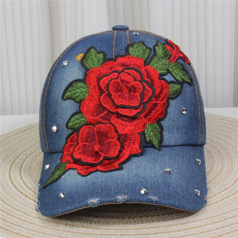 Unisex Streetwear Letter Usa Flower Curved Eaves Baseball Cap