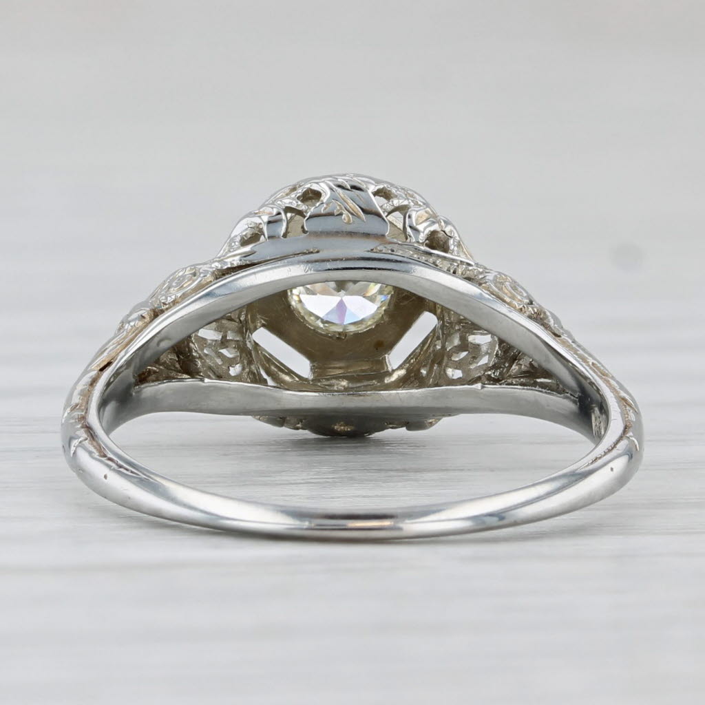 Art Deco 0.19ct Diamond Solitaire Engagement Ring 18k White Gold Size 6
