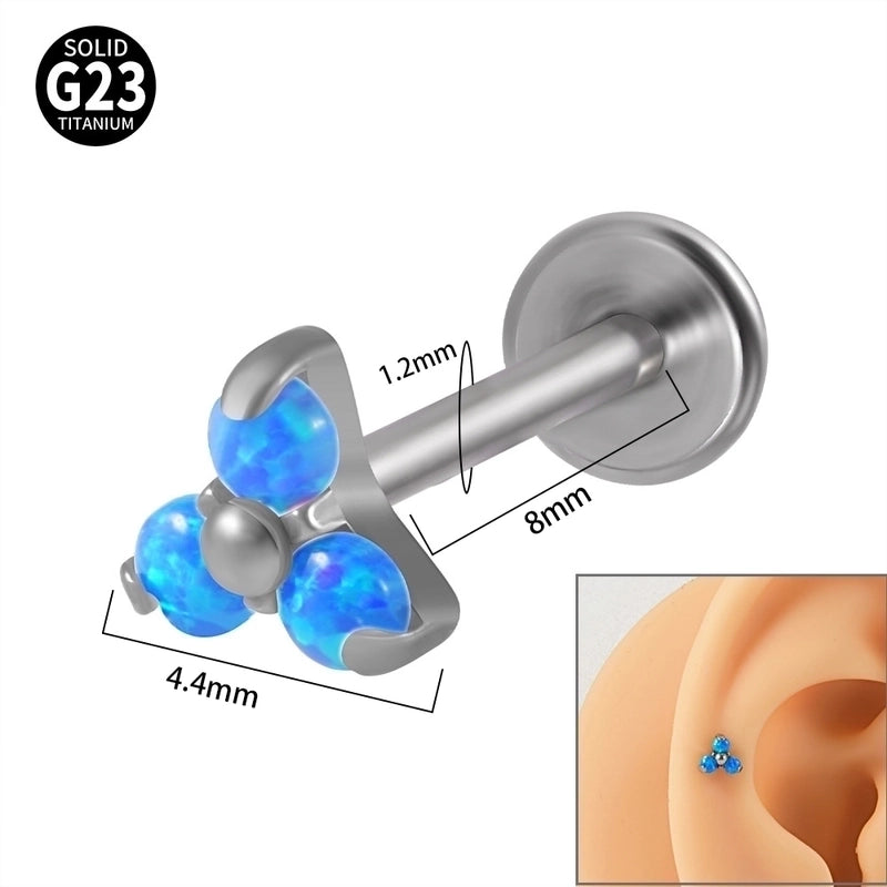 1 Piece Ear Cartilage Rings & Studs Minimalist Flower G23 Titanium Synthetic Opal Zircon Plating Inlay Synthetic Opal Zircon
