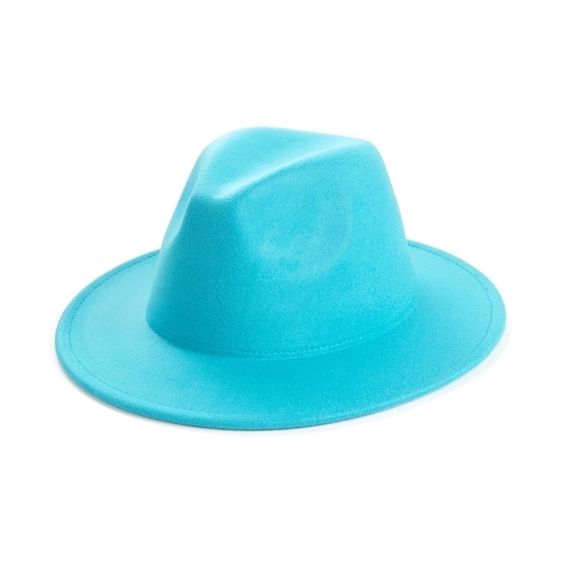 Unisex Elegant Solid Color Big Eaves Fedora Hat