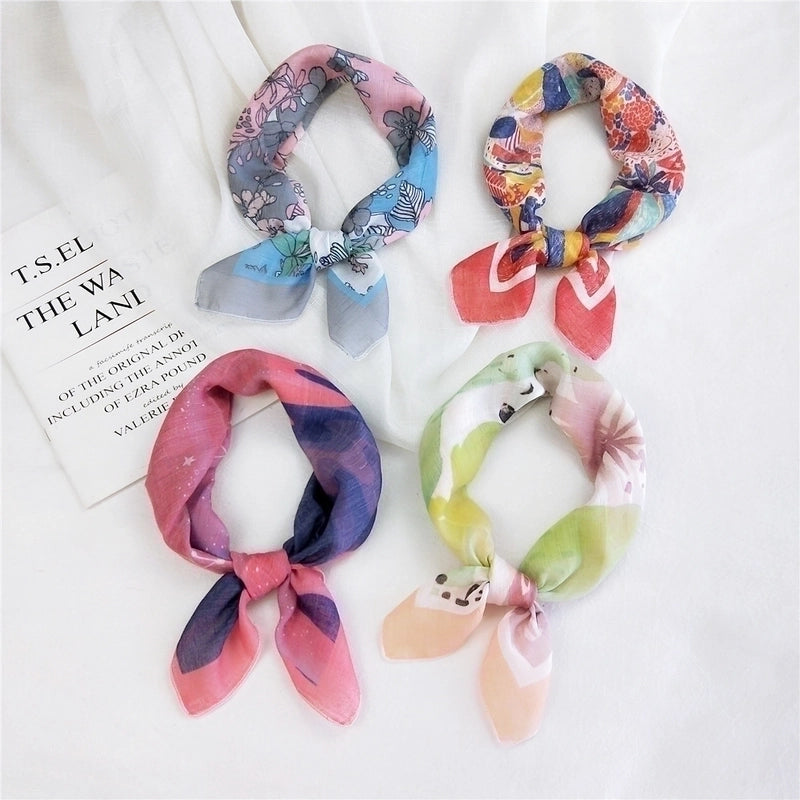Cotton Linen Small Square Scarf