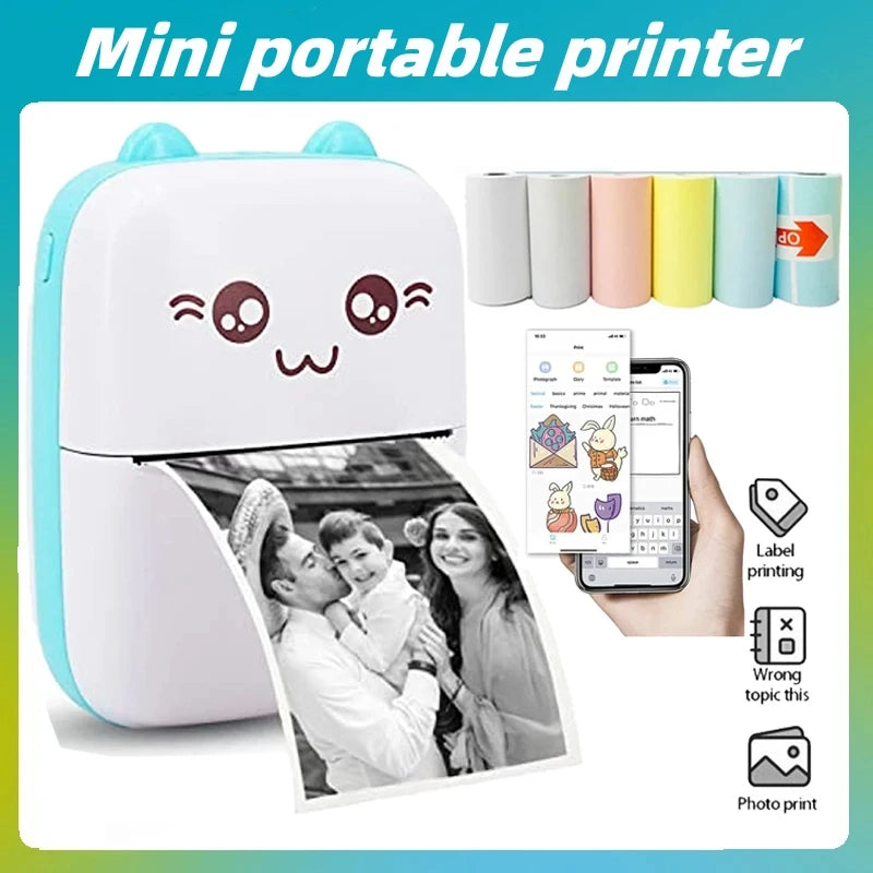 Portable thermal printer mini cat print.