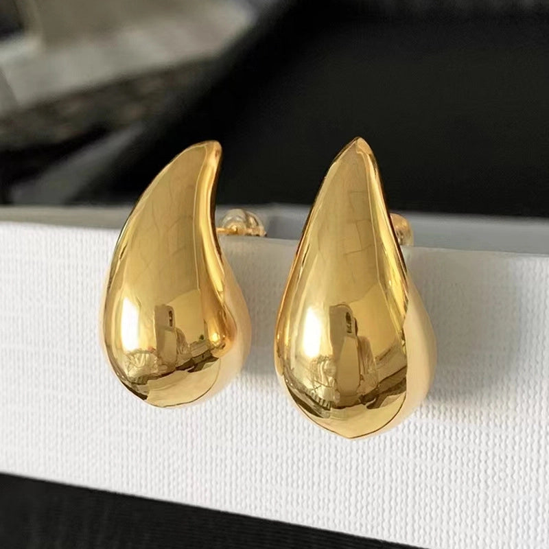 1 Pair Minimalist Commute Water Droplets Plating Stainless Steel Ear Studs