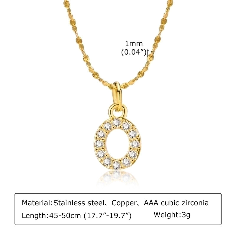 Minimalist Letter 201 Stainless Steel Copper Inlay Artificial Diamond Pendant Necklace