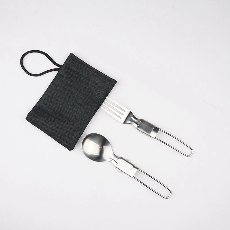 Stainless Steel Folding Spoon. Folding Cutlery Knife Salad Spoon With Fork Folding Spoon Outdoor Portable Set