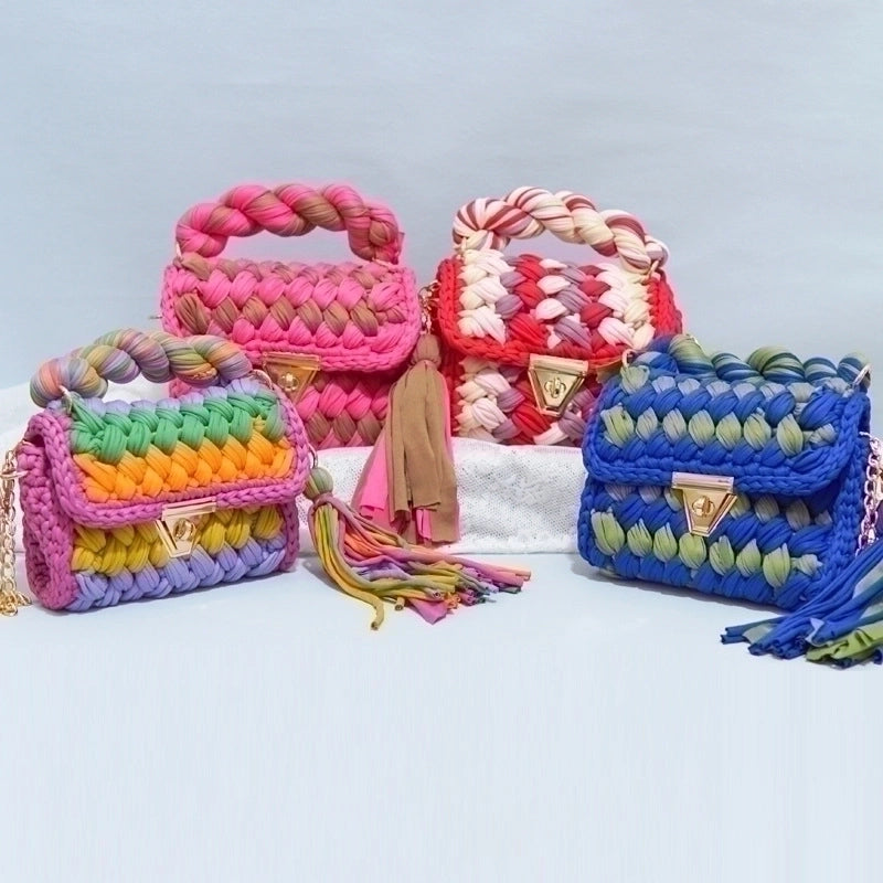Women's Polyester Color Block Elegant Ethnic Style Square Lock Clasp Handbag