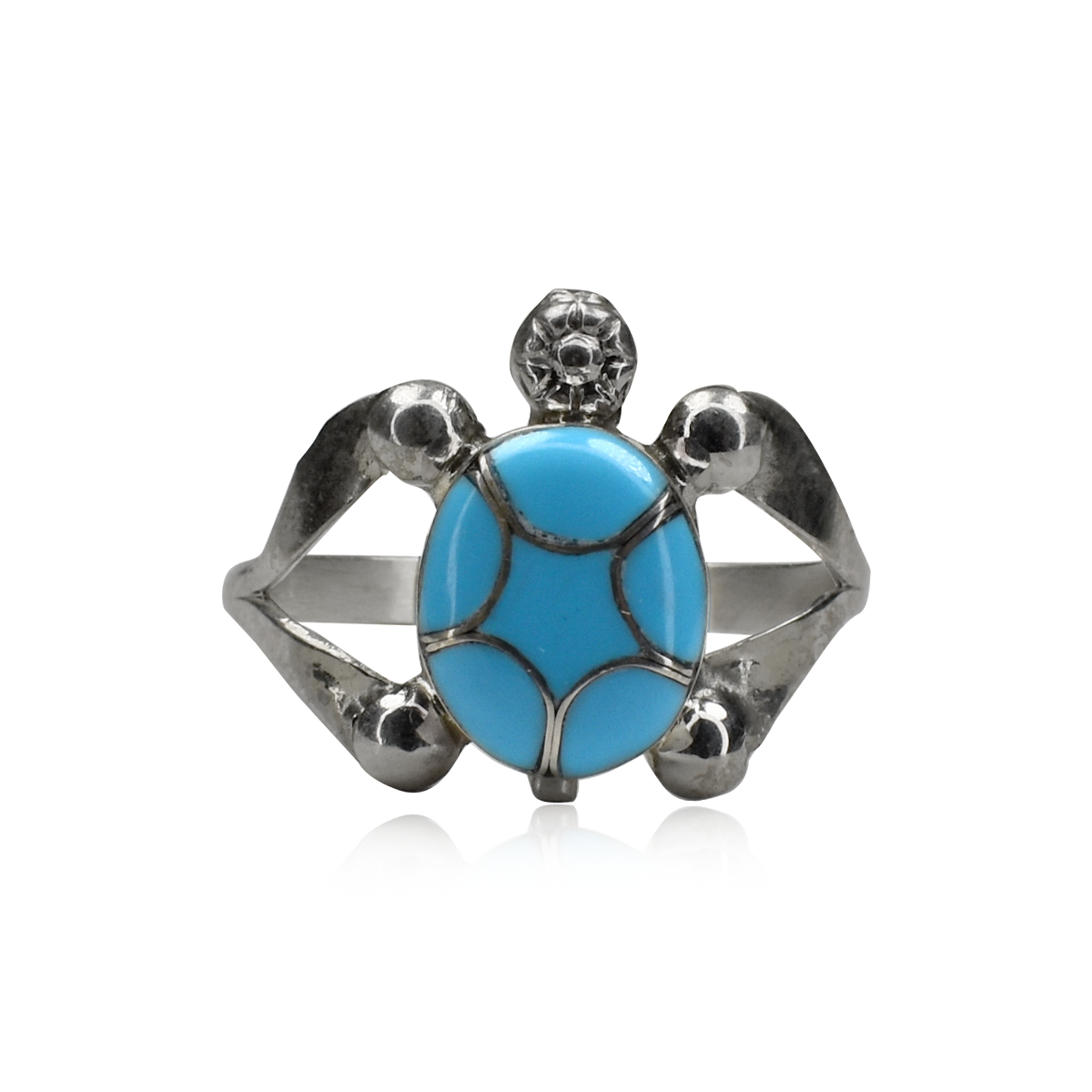 Stamped Turtle Double Pronged Ring