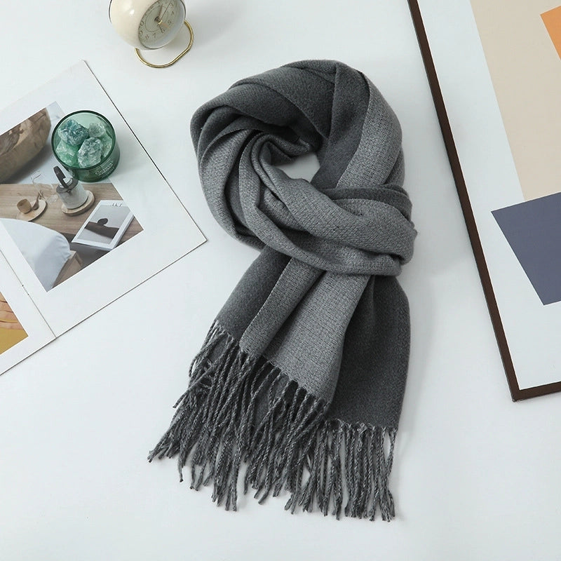 Cashmere Scarf Women's Winter Hot Imitation Cashmere Scarf Men's Shawl  Thickened Double-sided Wool Scarf