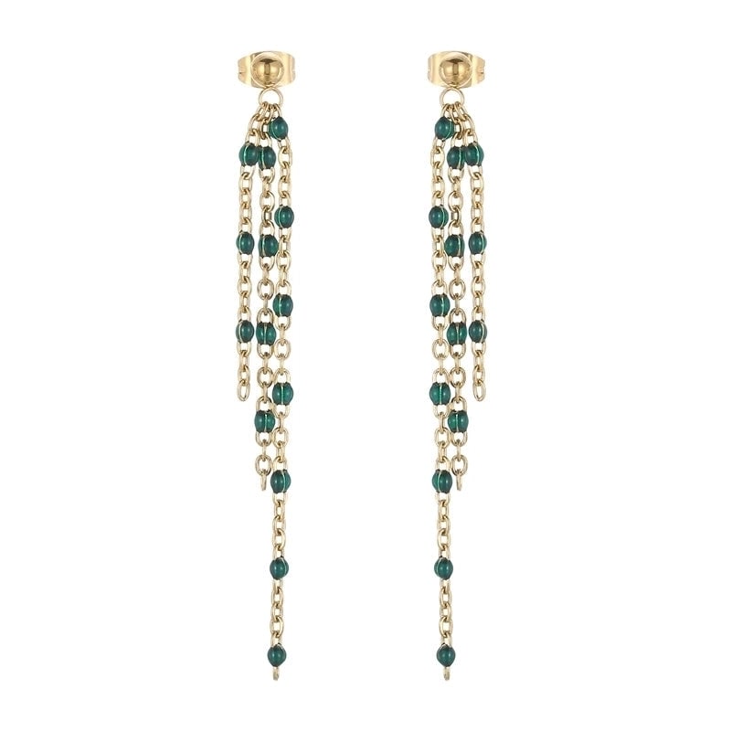 1 Pair Modern Style Tassel Plating Chain Stainless Steel 18K Gold Plated Drop Earrings
