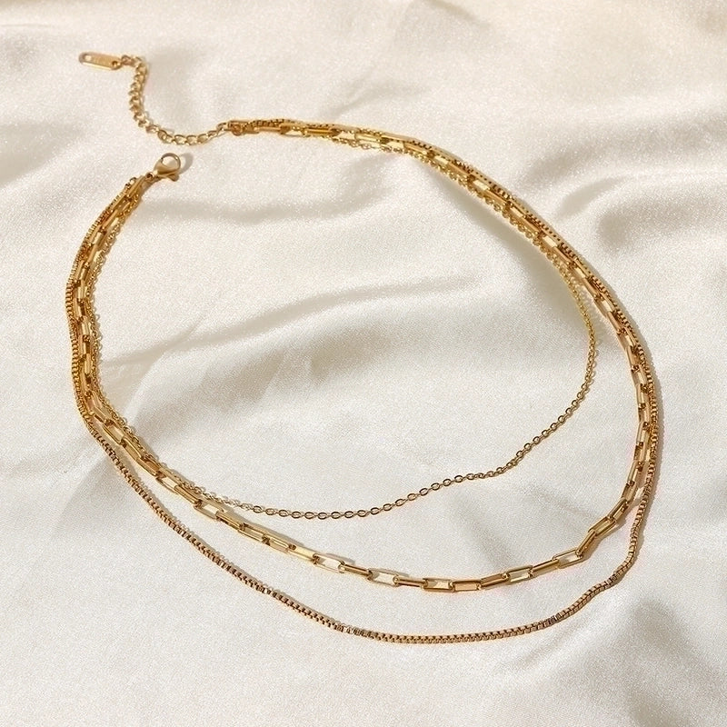 Fashion Geometric 304 Stainless Steel Gold Plated Layered Necklaces