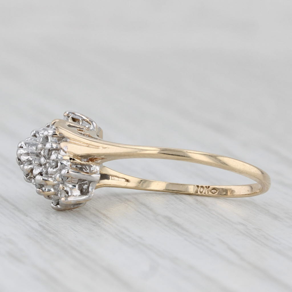 0.12ctw Diamond Cluster Bypass Ring 10k Yellow Gold Size 6
