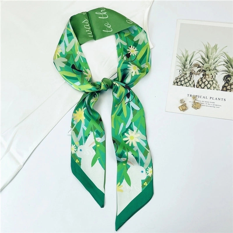 Women's Sweet Flower Satin Silk Scarves