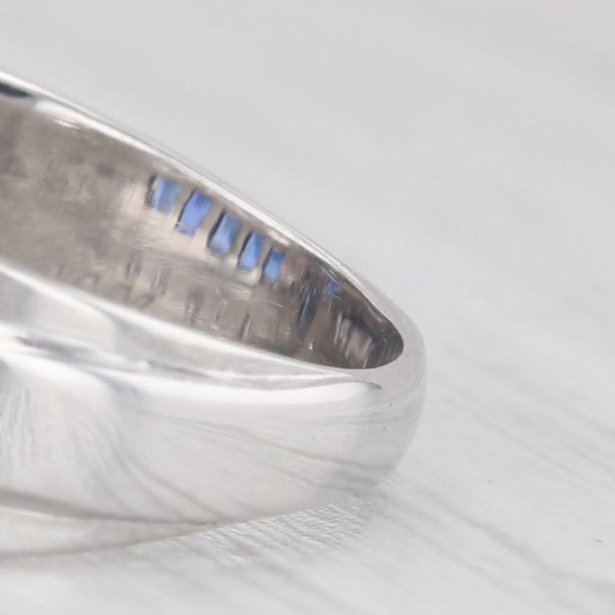 0.80ctw Lab Created Sapphire Diamond Ring Wedding Band 14k White Gold Size 6.75