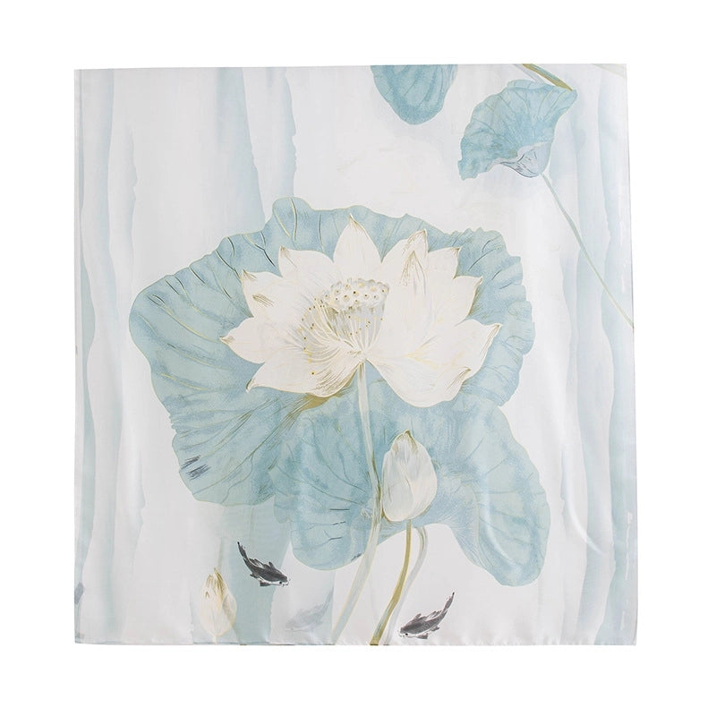 Women's Elegant Leaf Flower Leopard Polyester Silk Scarf