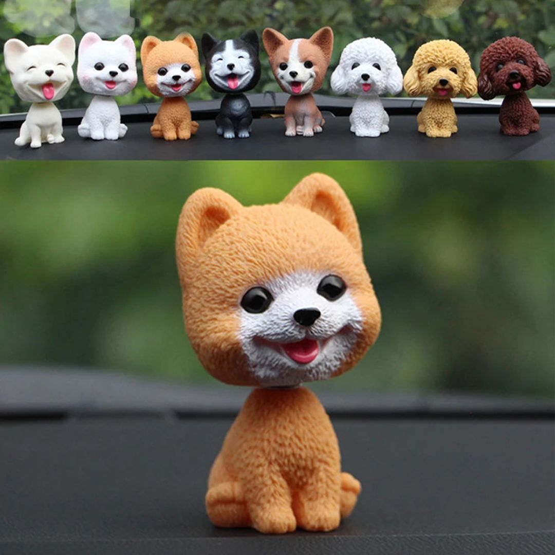 8 Set Dog Ornament Resin Cute Bobblehead