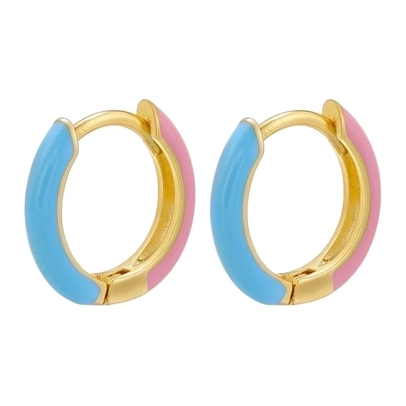1 Pair Basic Minimalist Circle Round Enamel Plating Copper 18k Gold Plated Hoop Earrings