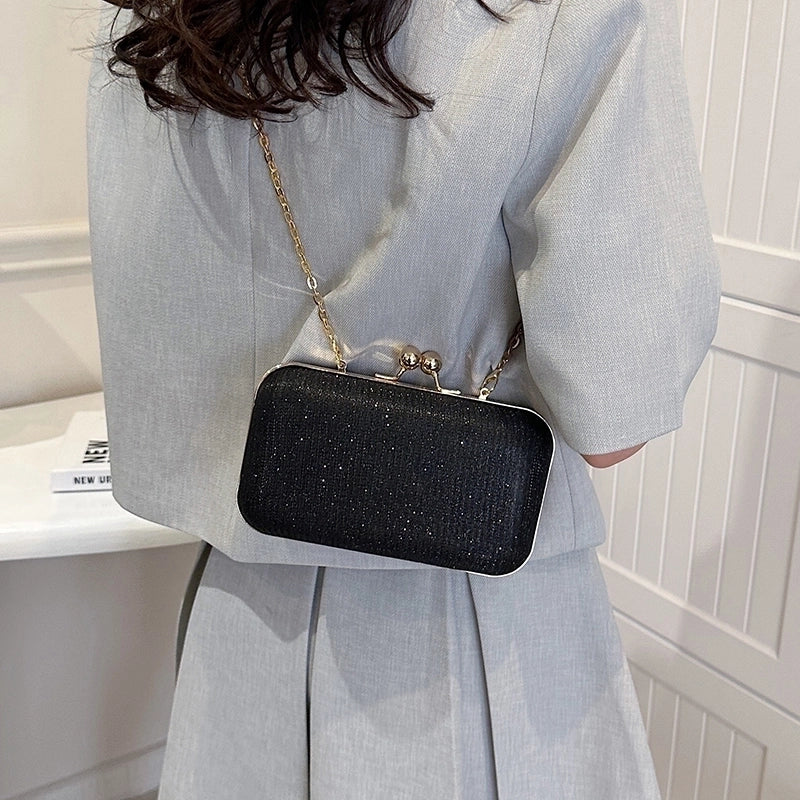 Pink Gold Silver Polyester Solid Color Sequins Square Evening Bags
