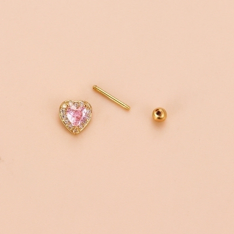1 Piece Ear Cartilage Rings & Studs Sweet Heart Shape Flower 316L Stainless Steel  Copper Plating Zircon