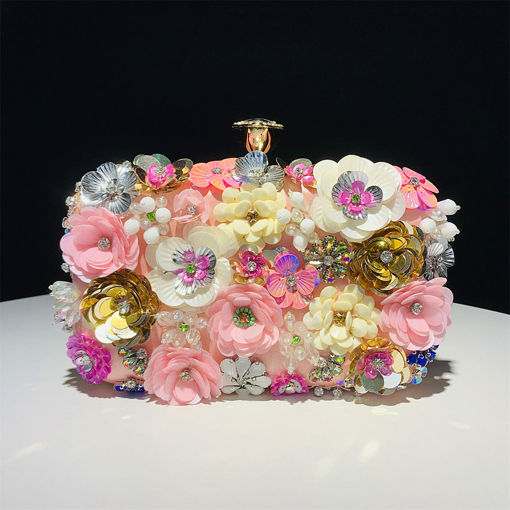 Handmade Beaded Straw Clutch Evening Bag