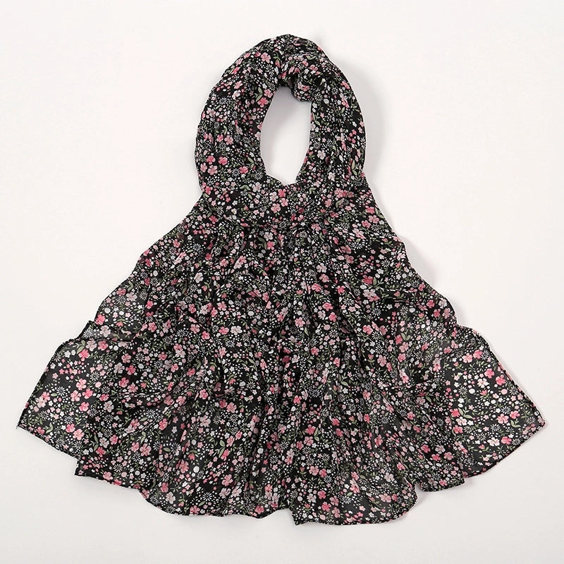 Women's Elegant Sweet Flower Polyester Scarf Shawl