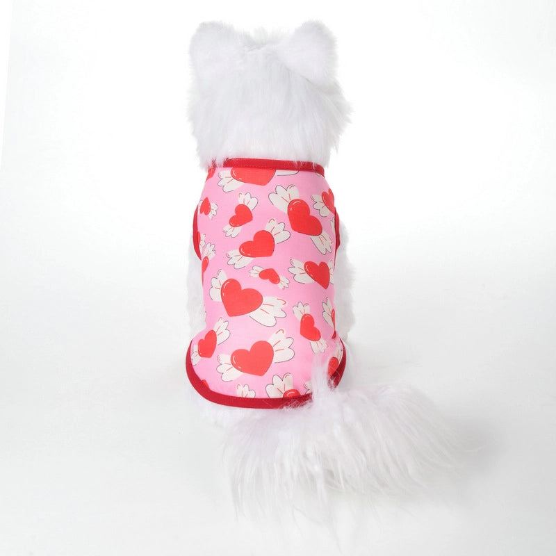 Sweet Polyester Valentine'S Day Heart Shape Wings Pet Clothing